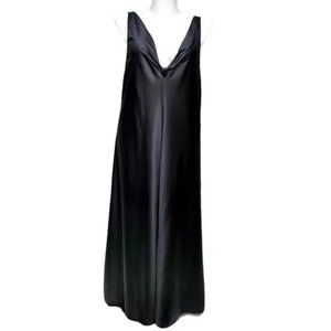 Vintage 60s Vanity Fair Womens Black Deep V Nightgown - Old Hollywood